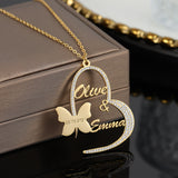 Forever Personalized Double Name Butterfly Necklace Chantel The Label