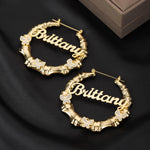 Diamond Butterfly Bamboo Hoop Name Earring Chantel The Label