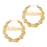 Diamond Butterfly Bamboo Hoop Name Earring Chantel The Label